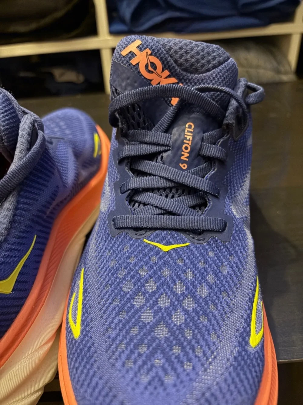 Hoka One One Clifton 9 Evening Sky Coral Road Running Sneakers - Picture 5 of 8